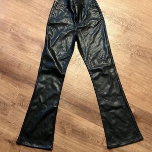 Vibrant Vegan Leather Black Flare Women's Pants